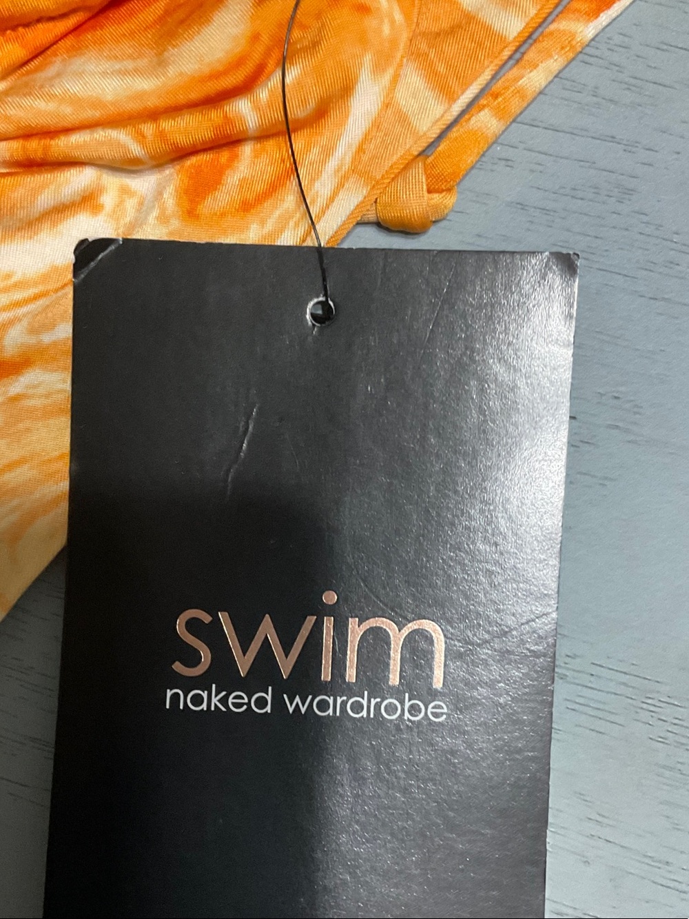 255 - naked wardrobe NWT Orange Marble Tie-Side Bikini Set, Size Large - Picture 5 of 5